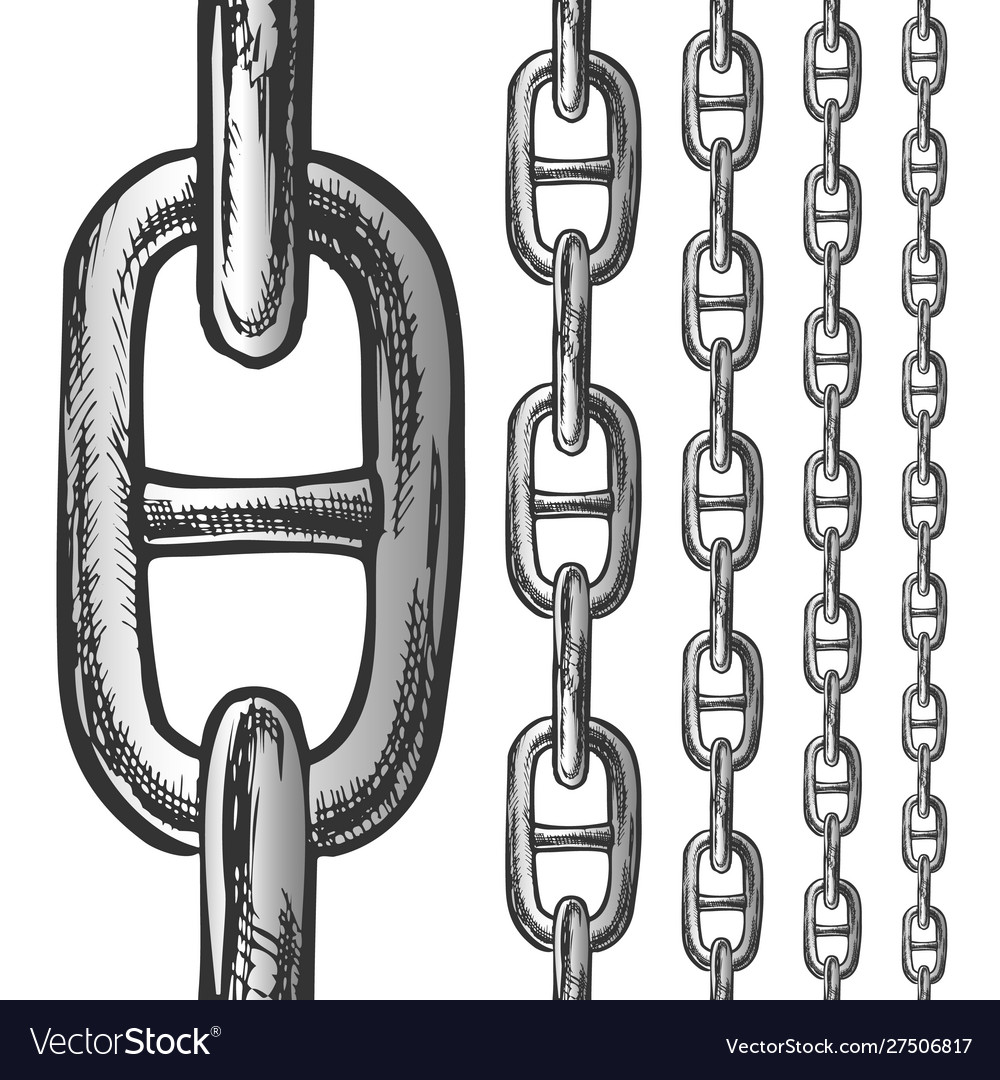 Chain And Links Seamless Pattern In Different Vector Image