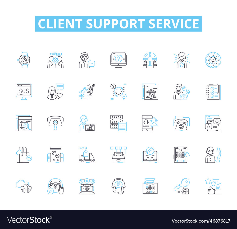 Client support service linear icons set vector image Client support service linear icons set