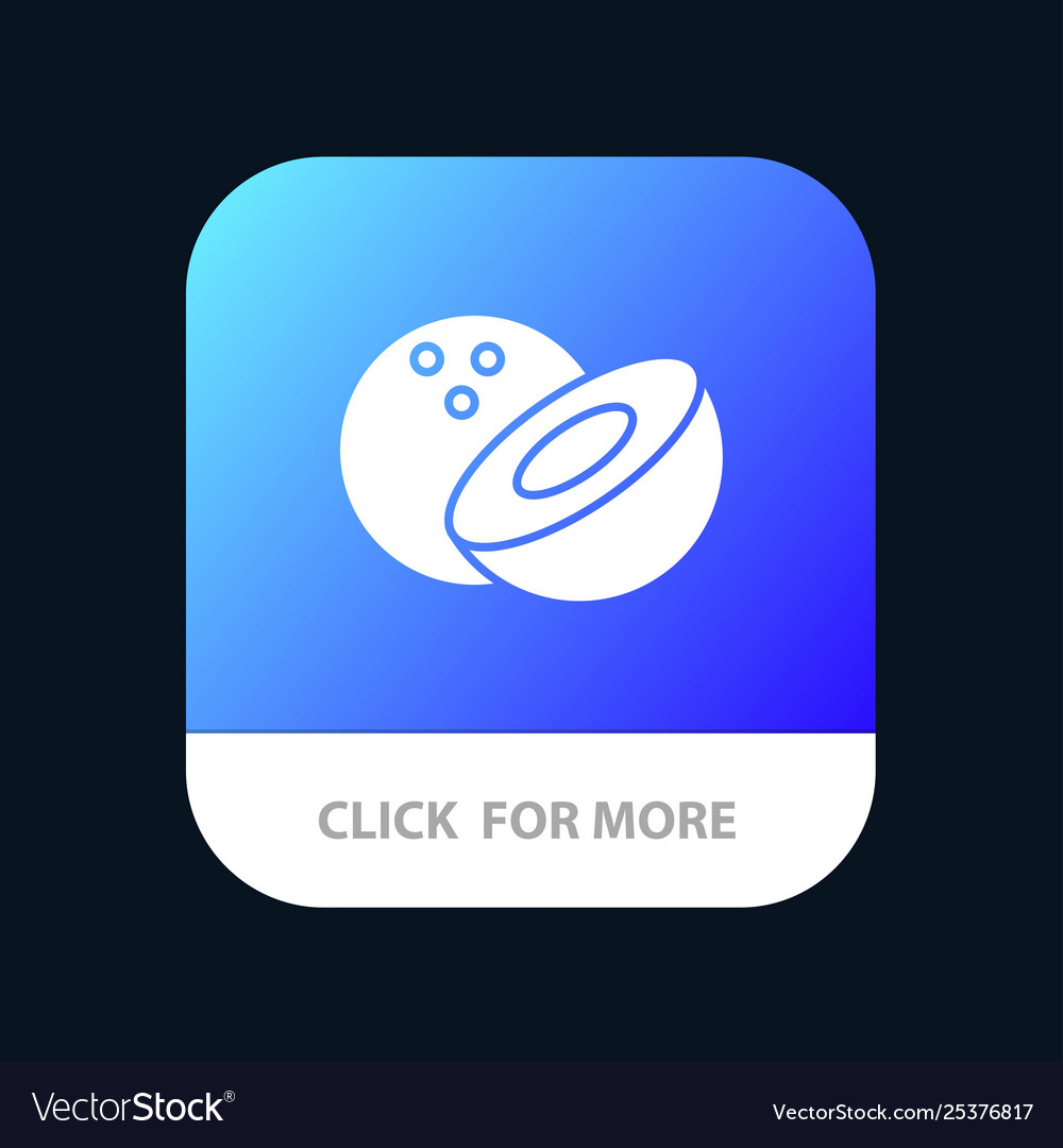 Coconut food mobile app button android and ios vector image Coconut food mobile app button android and ios