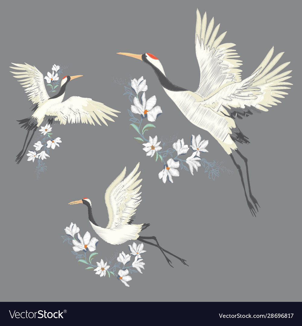 Crane a bird in flight design element