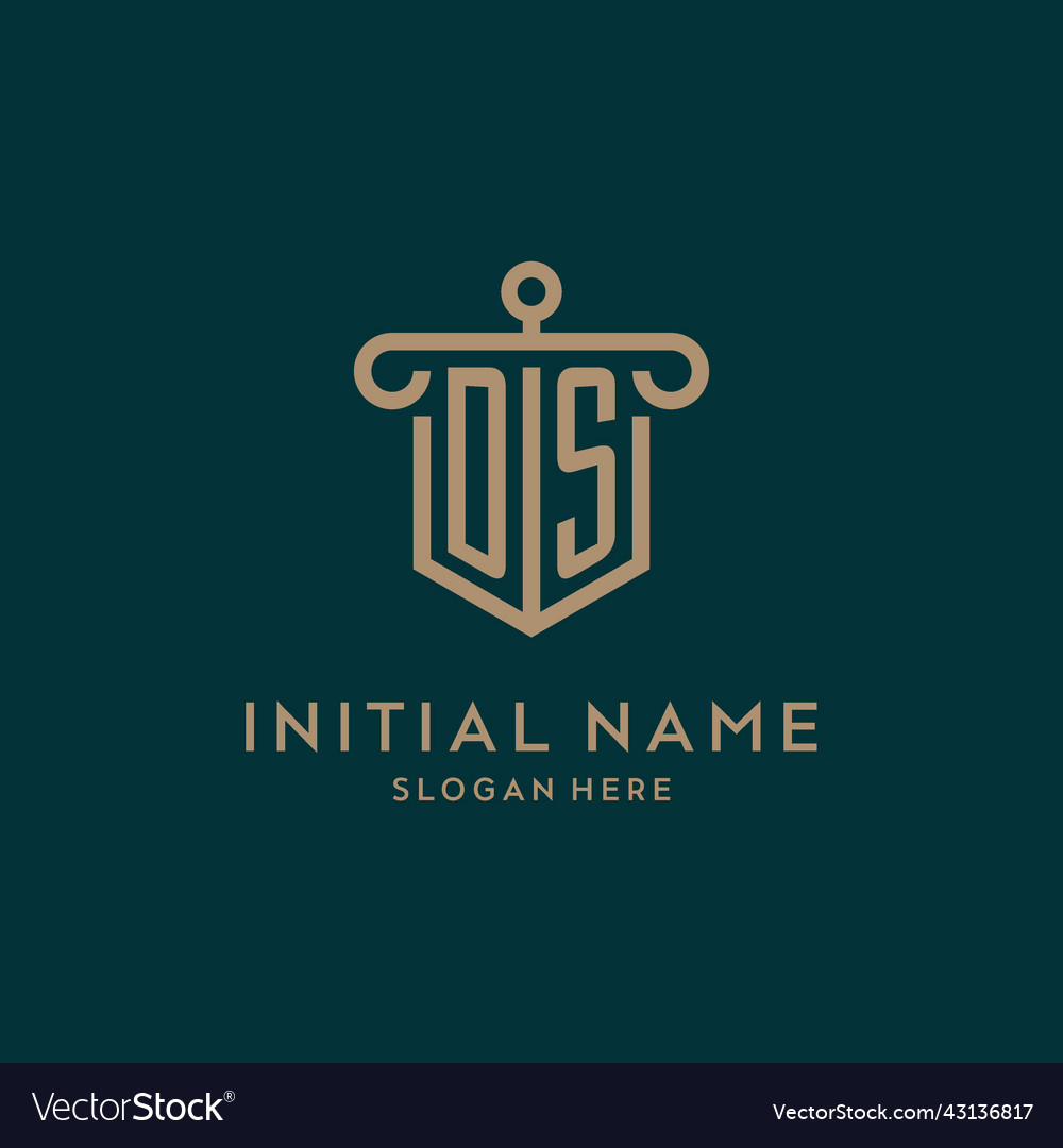 Ds monogram initial logo design with shield