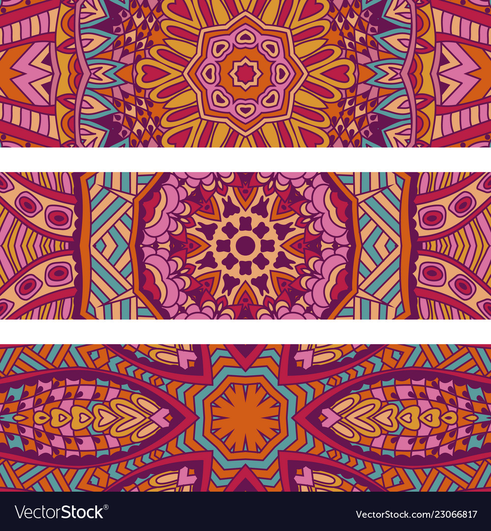 Festive colorful ethnic abstract banner set Vector Image