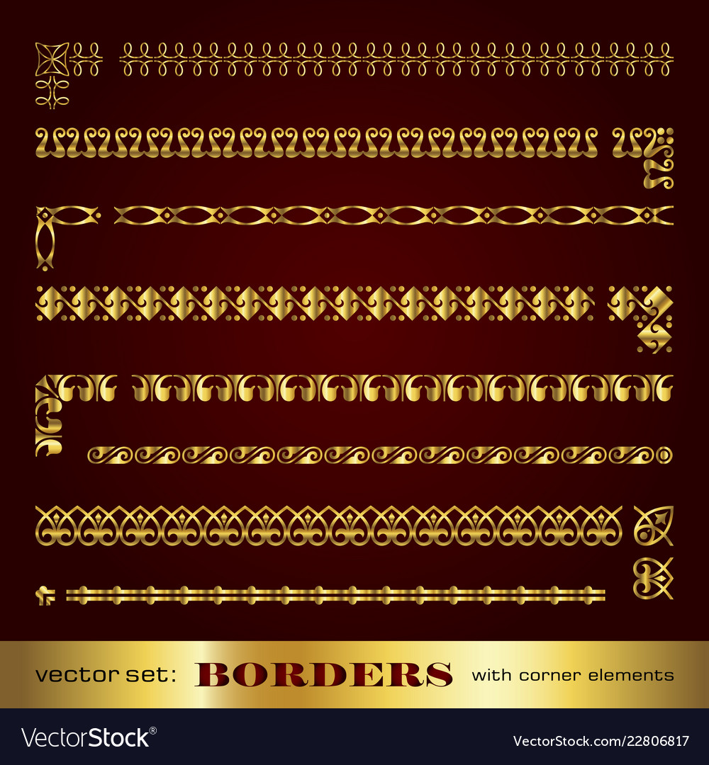 Golden corner elements borders and frames