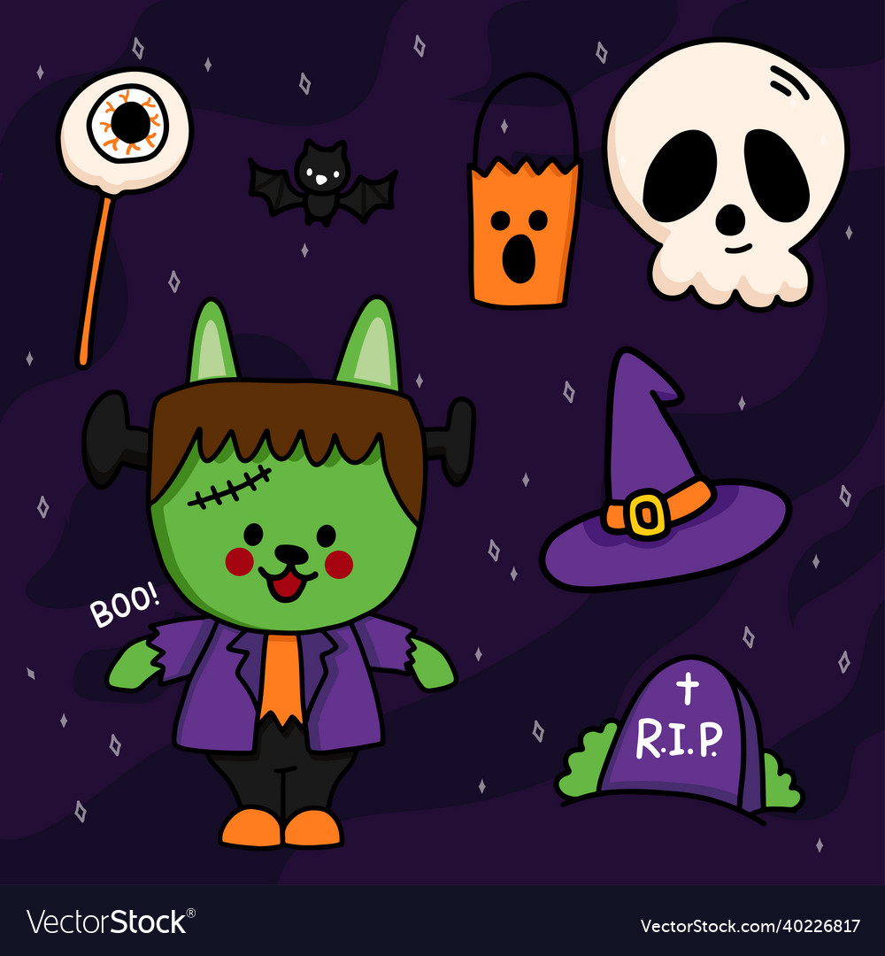 Happy halloween trick or treat object element