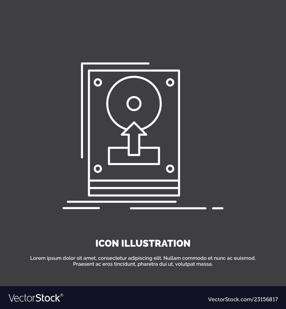 Install drive hdd save upload icon line symbol vector image Install drive hdd save upload icon line symbol