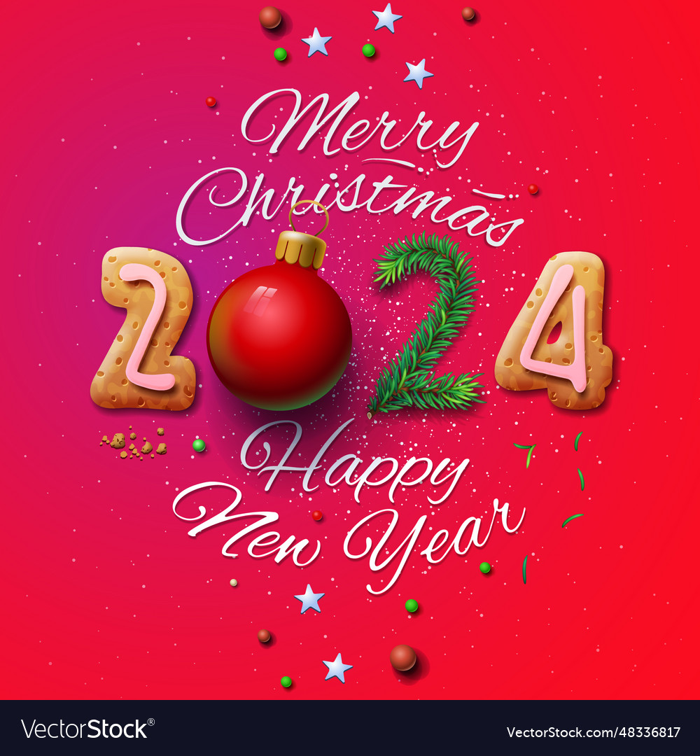 Merry christmas and happy new year 2024 greeting Vector Image