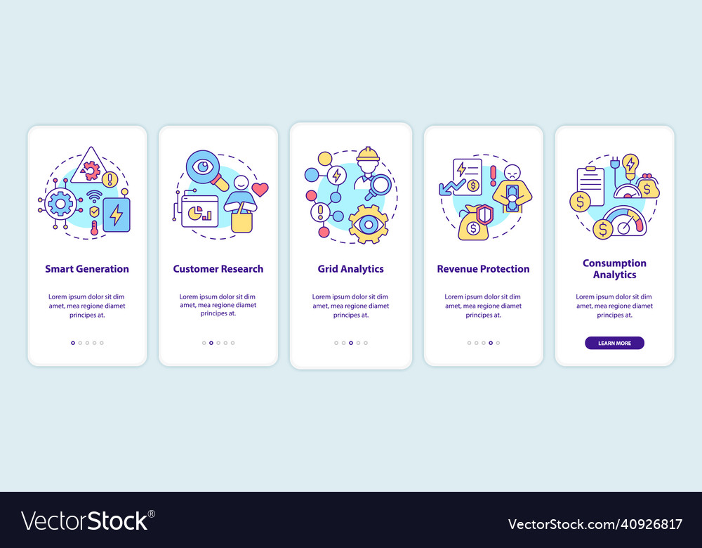 Possibilities of smart grid onboarding mobile app vector image Possibilities of smart grid onboarding mobile app