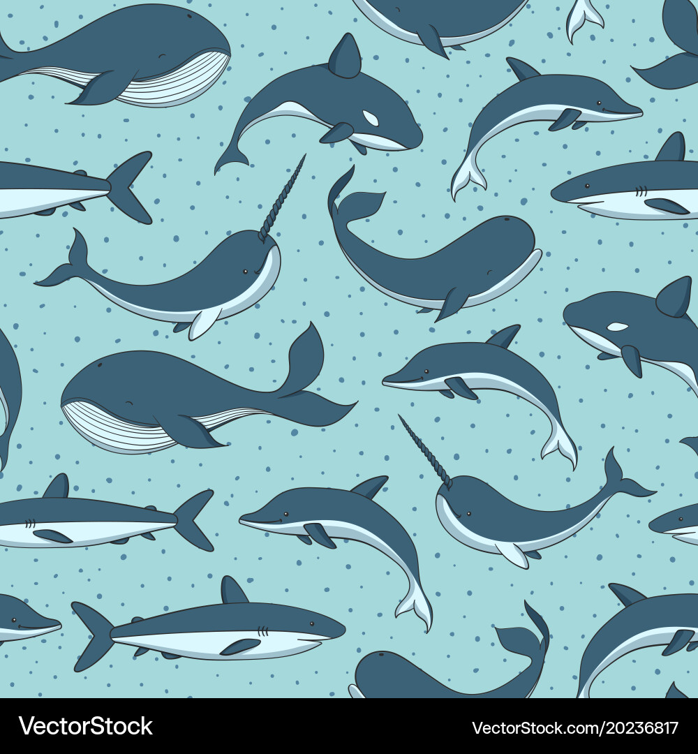 Seamless pattern with sea creatures Royalty Free Vector