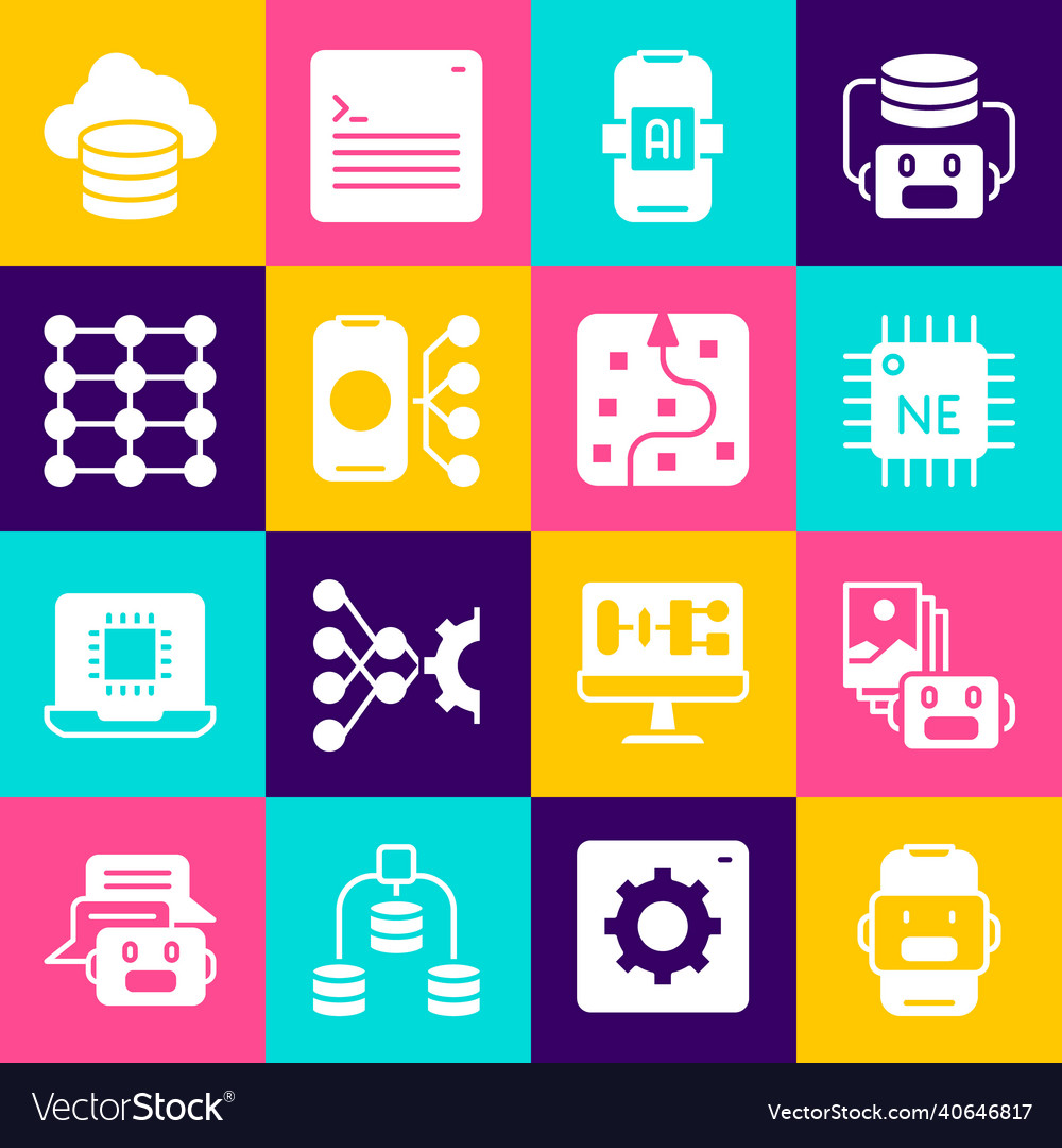 Set chat bot artificial intelligence robot vector image Set chat bot artificial intelligence robot