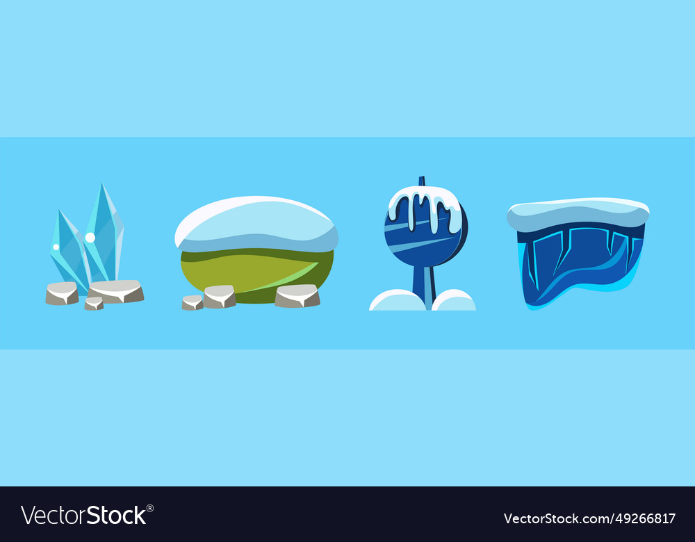 Snow covered game element and landscape object Vector Image Snow covered game element and landscape object