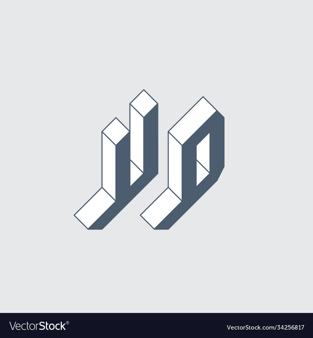 Ud - monogram or logotype isometric 3d font