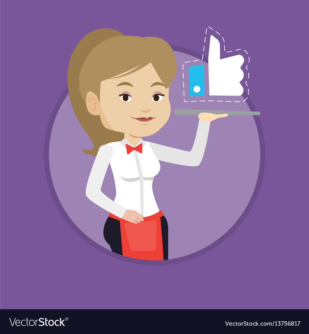 Waitress with like button