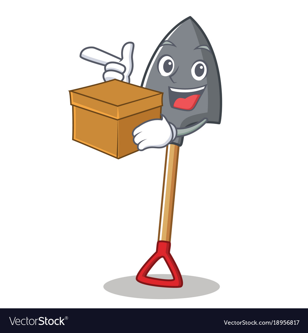 With box shovel character cartoon style