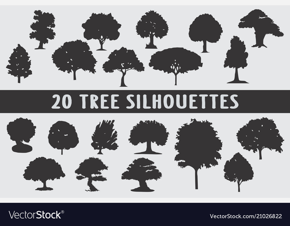 20 tree silhouettes in different shapes