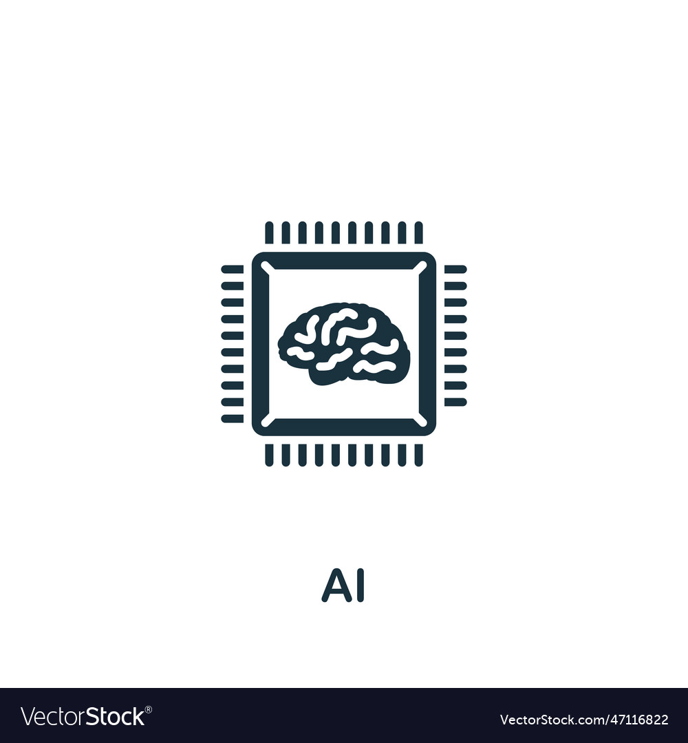 Ai icon monochrome simple sign from data