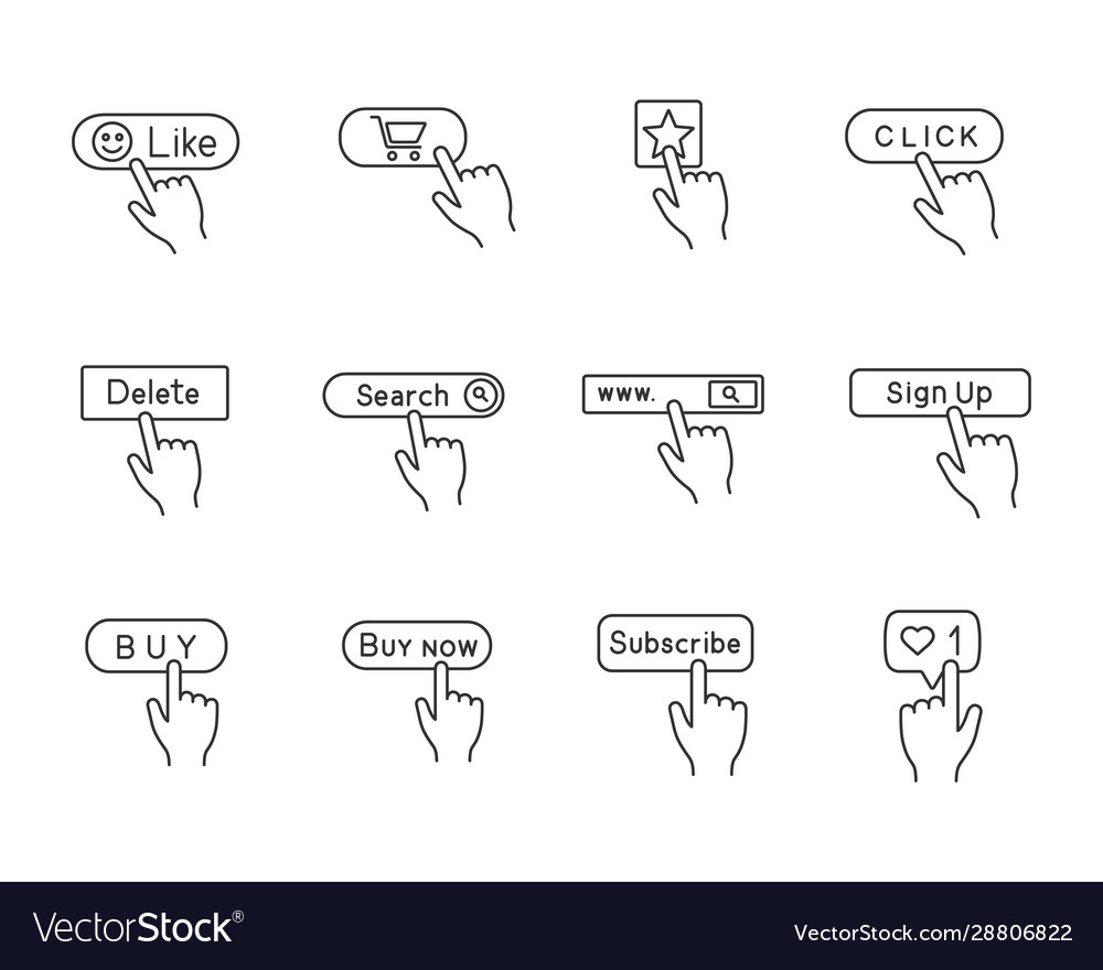 App buttons linear icons set vector image App buttons linear icons set