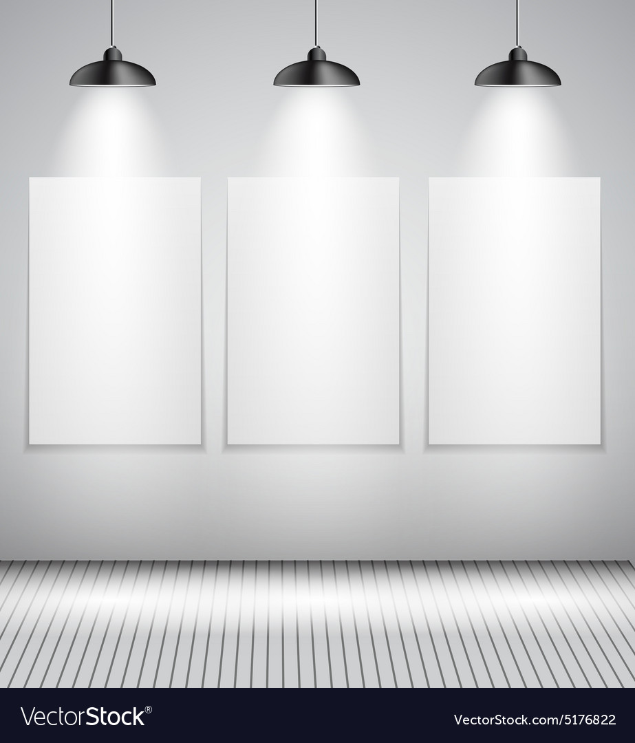 Background with lighting lamp and frame empty