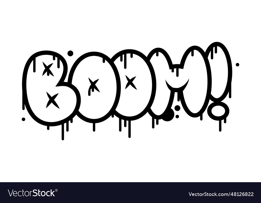 Black boom graffiti as street wall painting art Vector Image