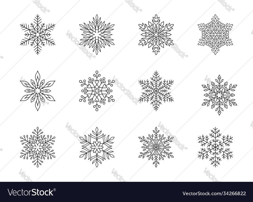 Christmas snowflakes collection isolated on white
