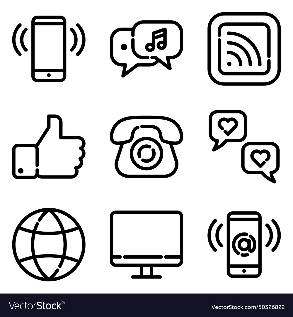 Communications flat icon set isolated on white Vector Image