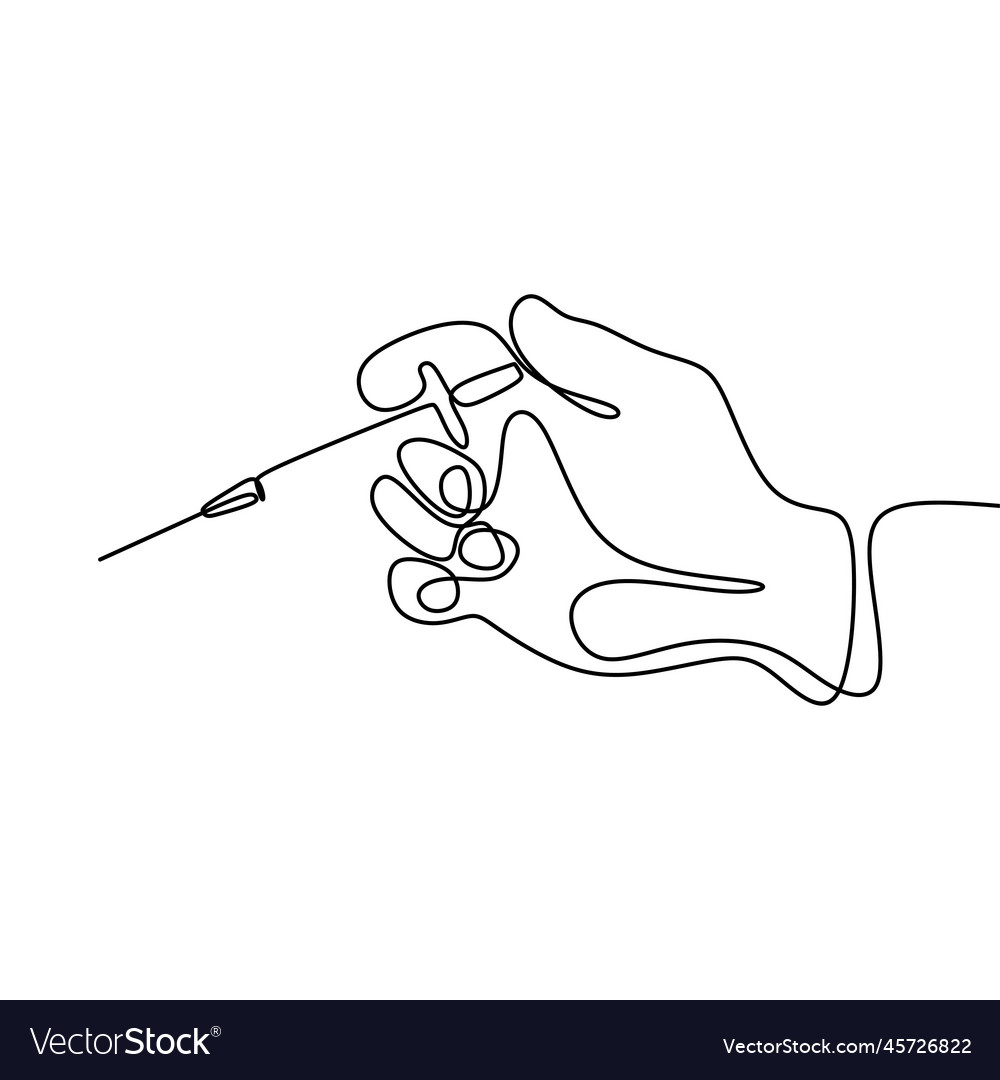 Continuous line drawing of injecting symbols thin