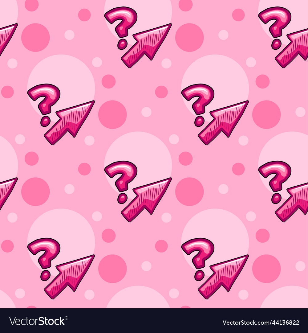 Cursor arrow with question mark pink seamless