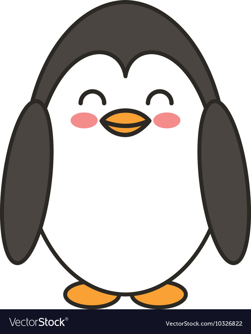 Cute penguin animal tender isolated icon Vector Image