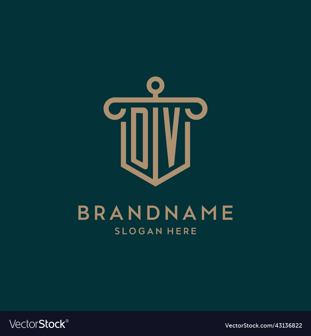 Dv monogram initial logo design with shield Vector Image Dv monogram initial logo design with shield