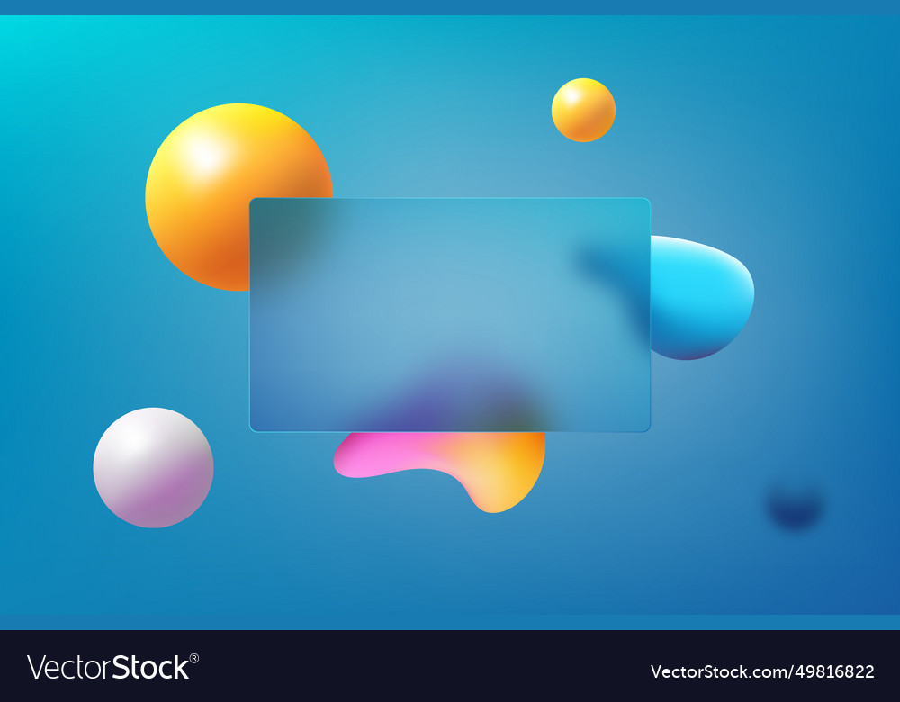 Glass morphism card concept with colorful floating