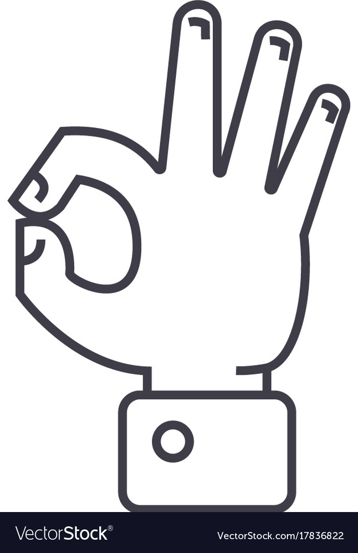 Hand ok line icon sign