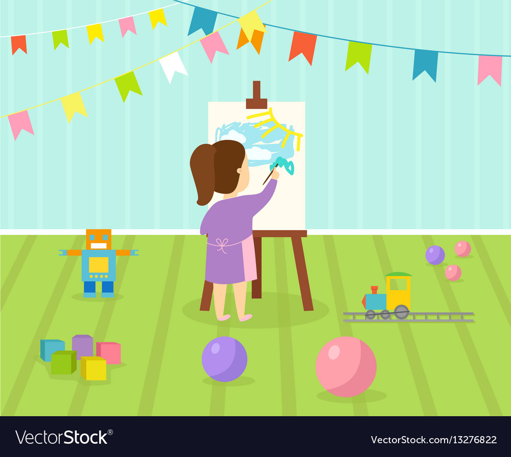 Kids playroom with light furniture decor