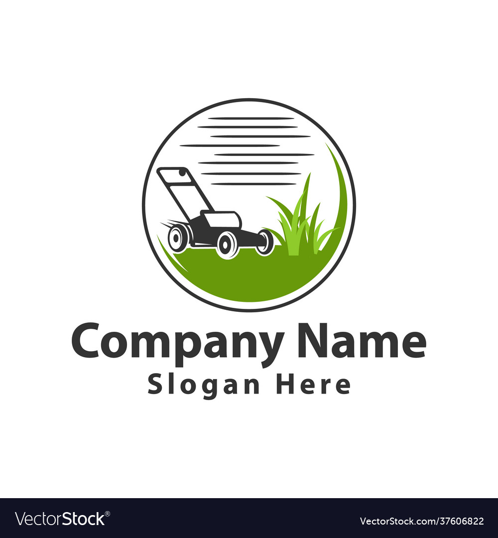 Lawn mower logo icon care Royalty Free Vector Image