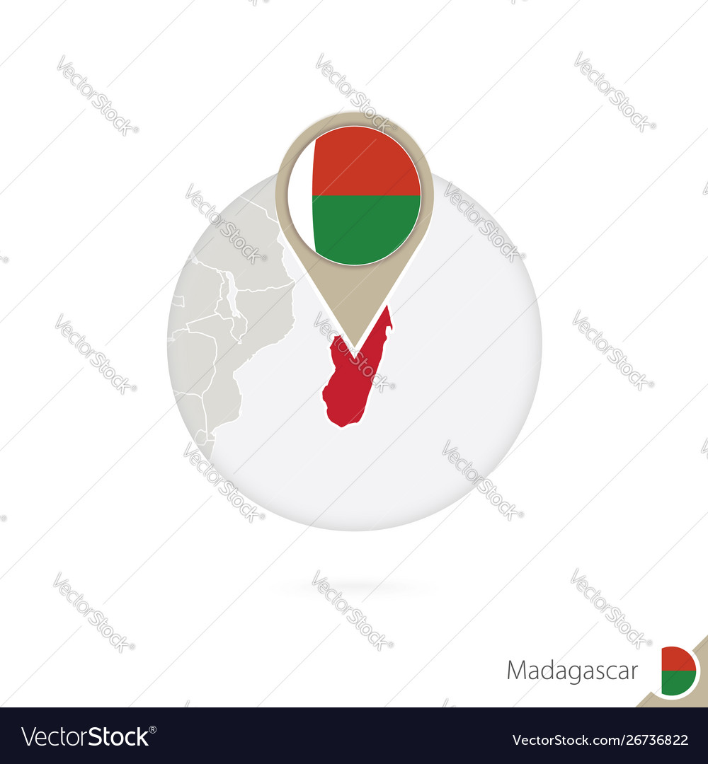 Madagascar map and flag in circle vector image Madagascar map and flag in circle