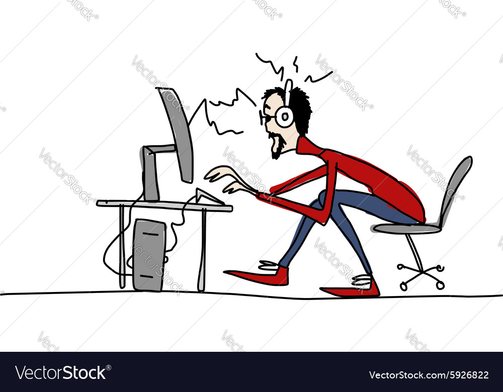 Programmer at work sketch for your design