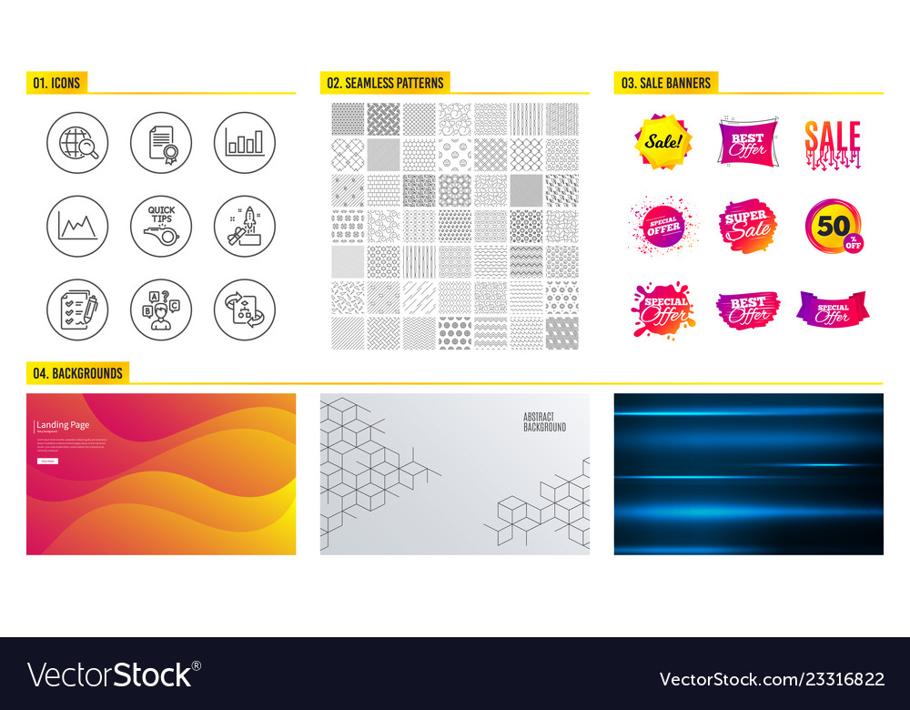 Quiz test innovation and diagram icons tutorials vector image Quiz test innovation and diagram icons tutorials