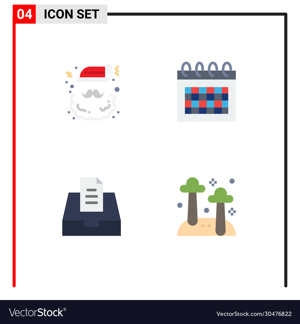 Set 4 flat icons on grid for christmas inbox