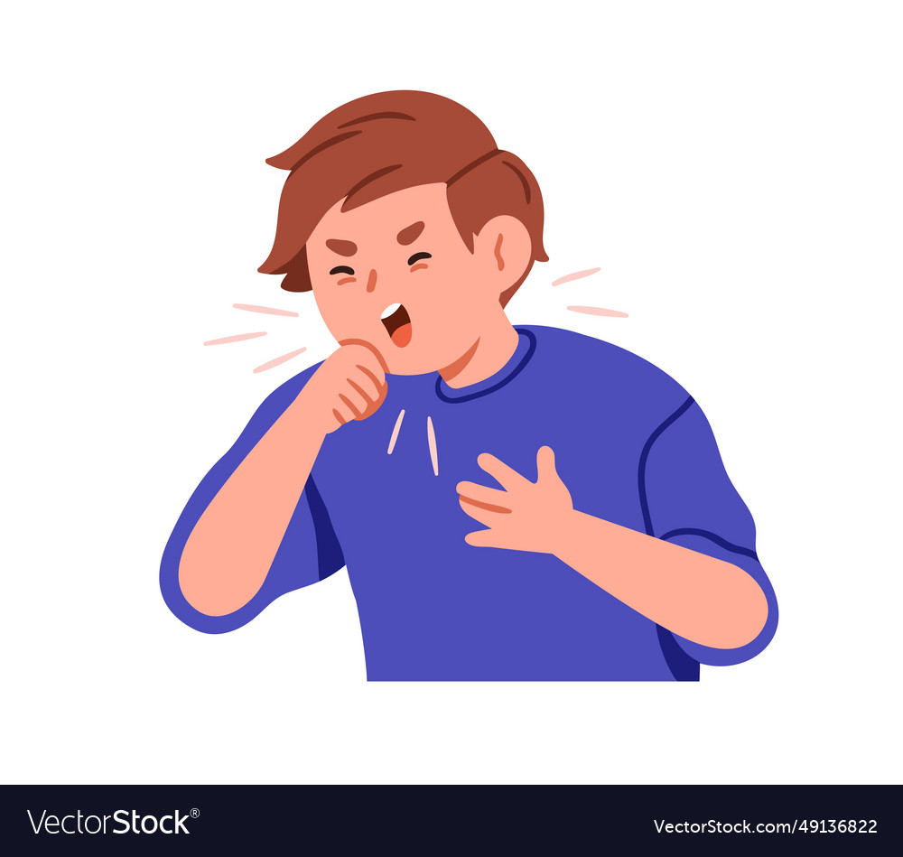 Sick child coughing ill kid suffering from cold Vector Image