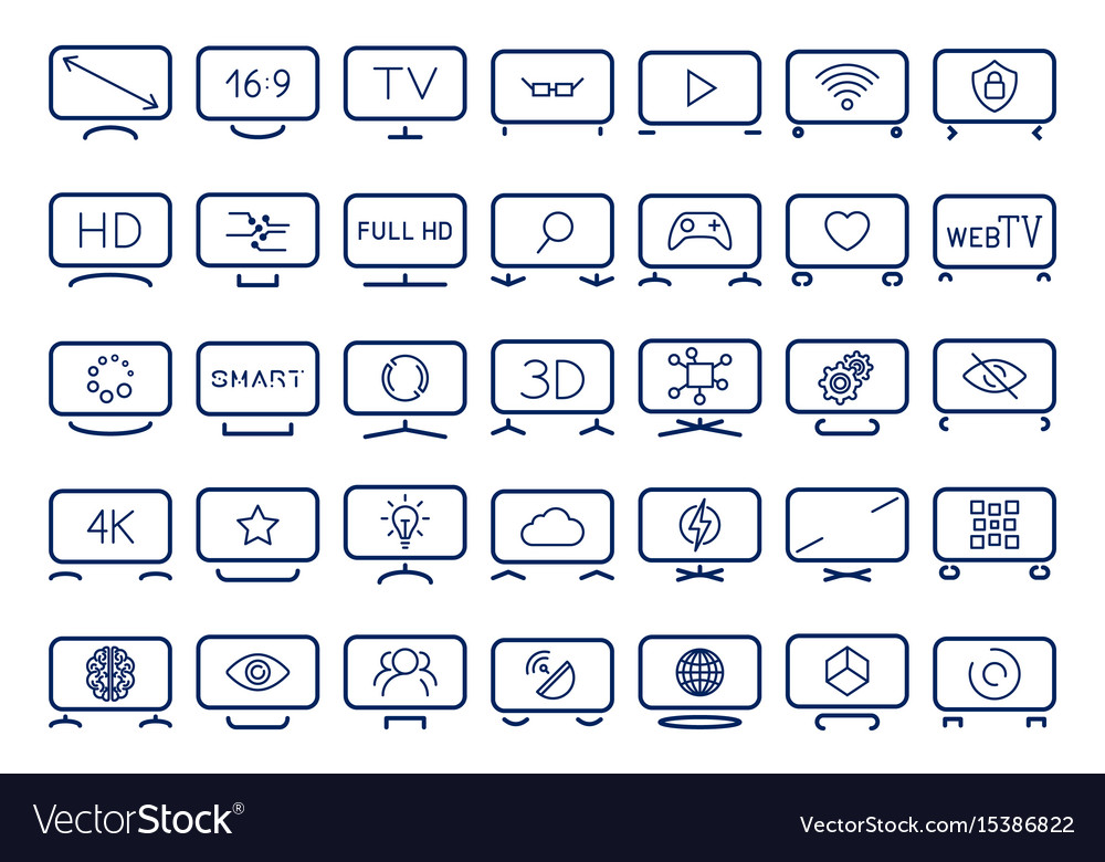 Smart tv icons set flat design