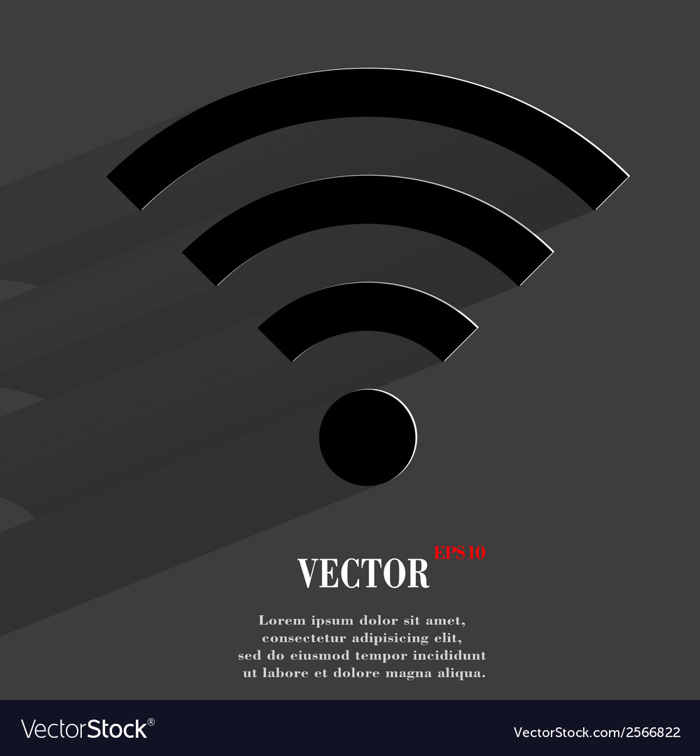 Wi-fi flat modern web button with long shadow