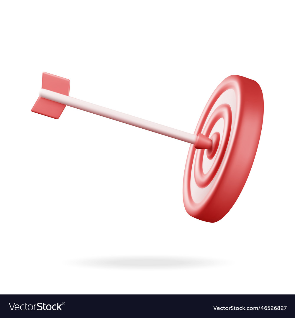3d target with arrow in center icon vector image 3d target with arrow in center icon