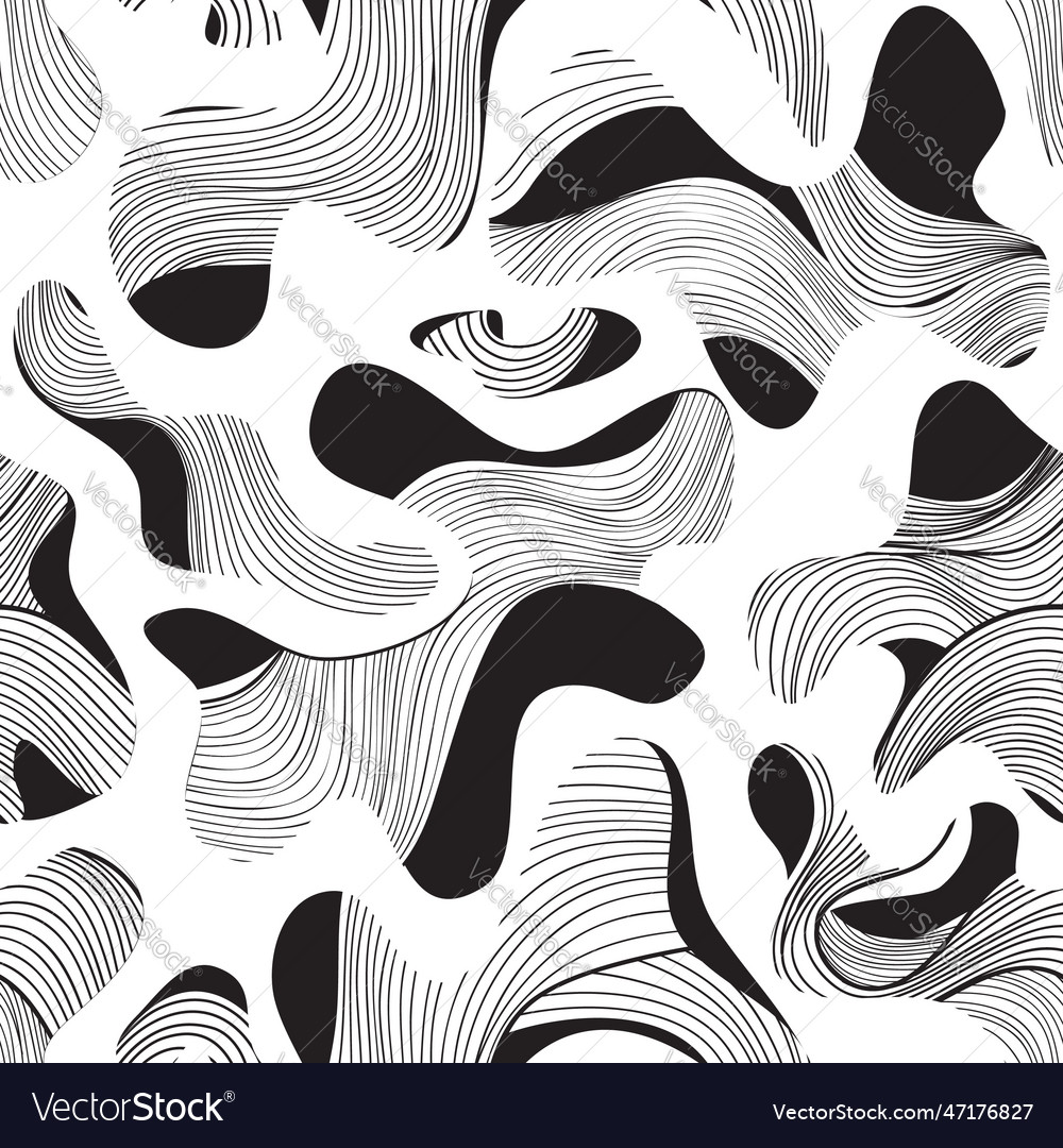 Abstract swirl line seamless pattern with chaotic