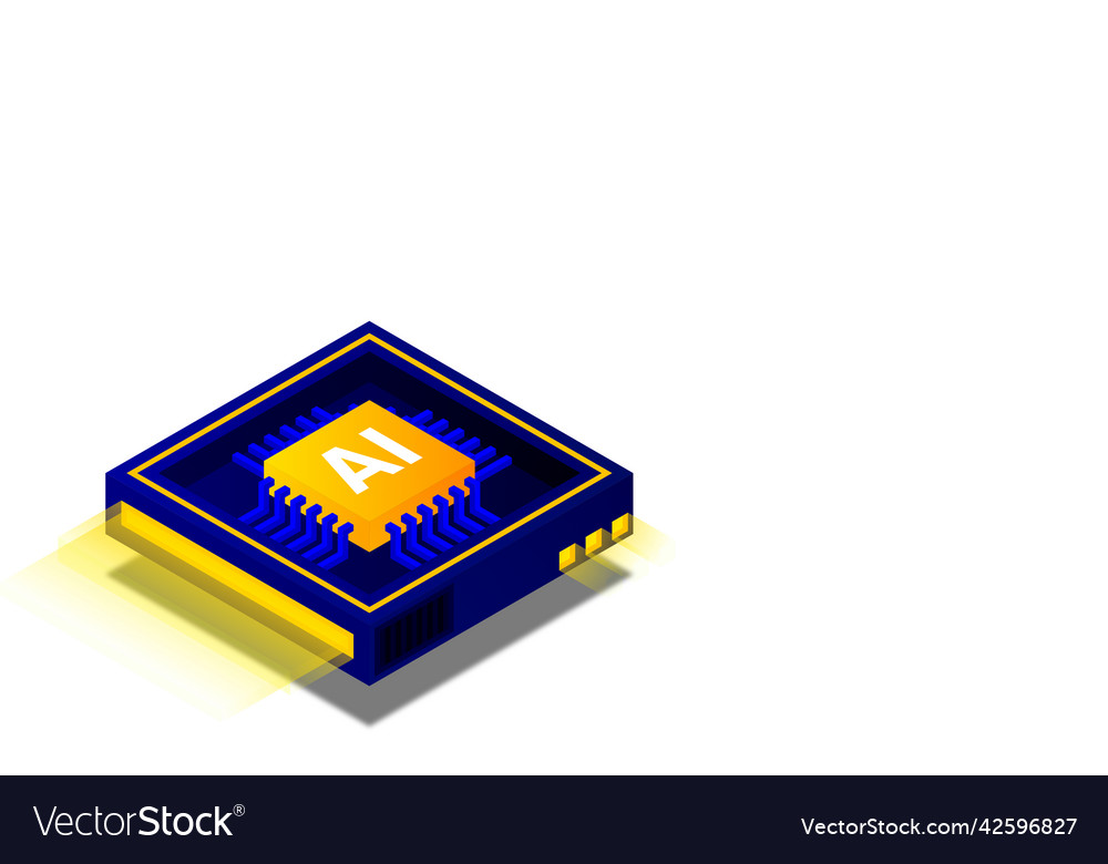 Artificial intelligence ai web banner isometric vector image Artificial intelligence ai web banner isometric