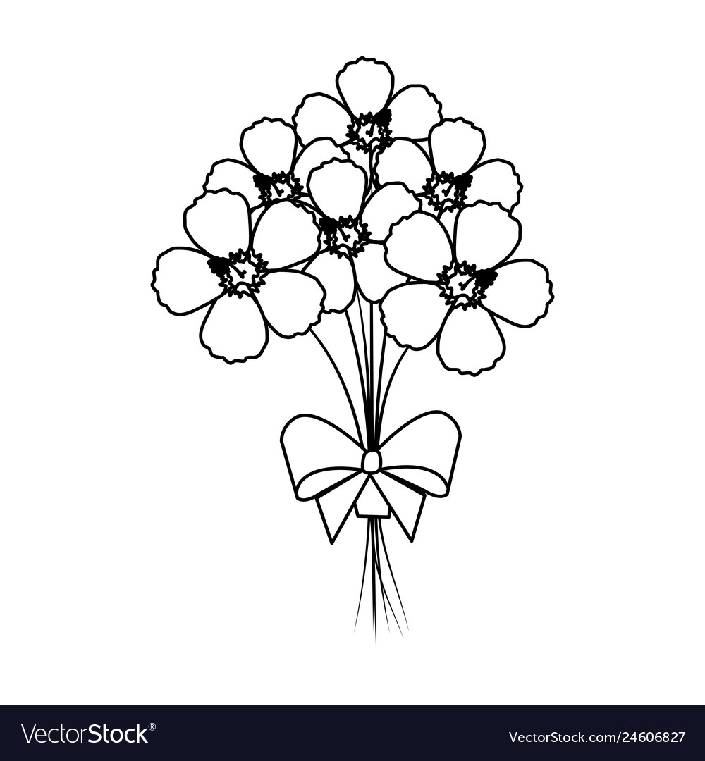 Beautiful flowers bouquet with bowtie Royalty Free Vector