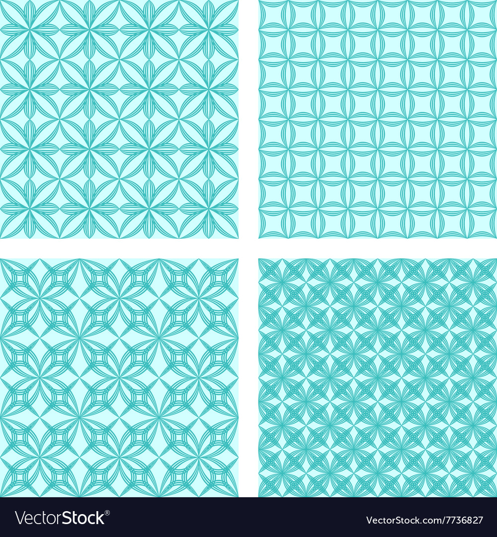 Cyan seamless pattern background set