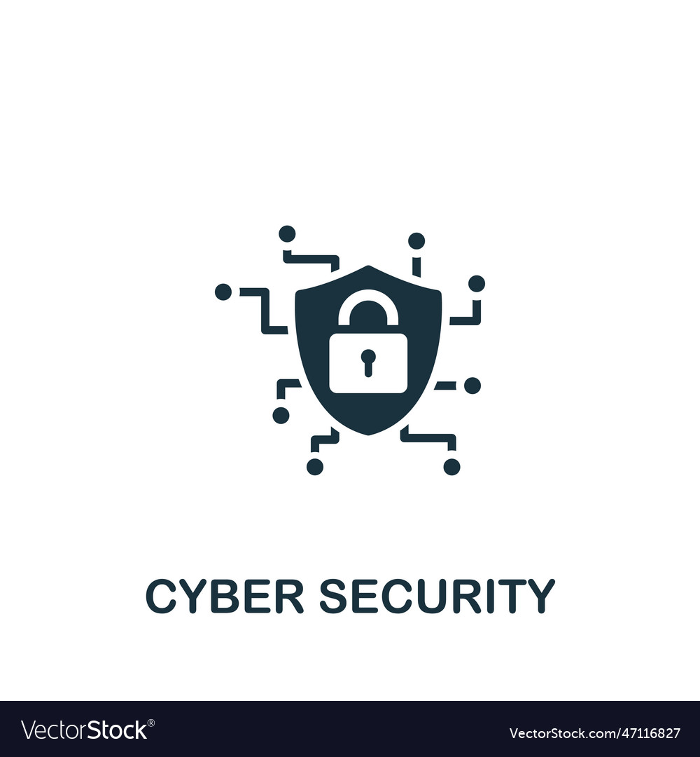 Cyber security icon monochrome simple sign from Vector Image