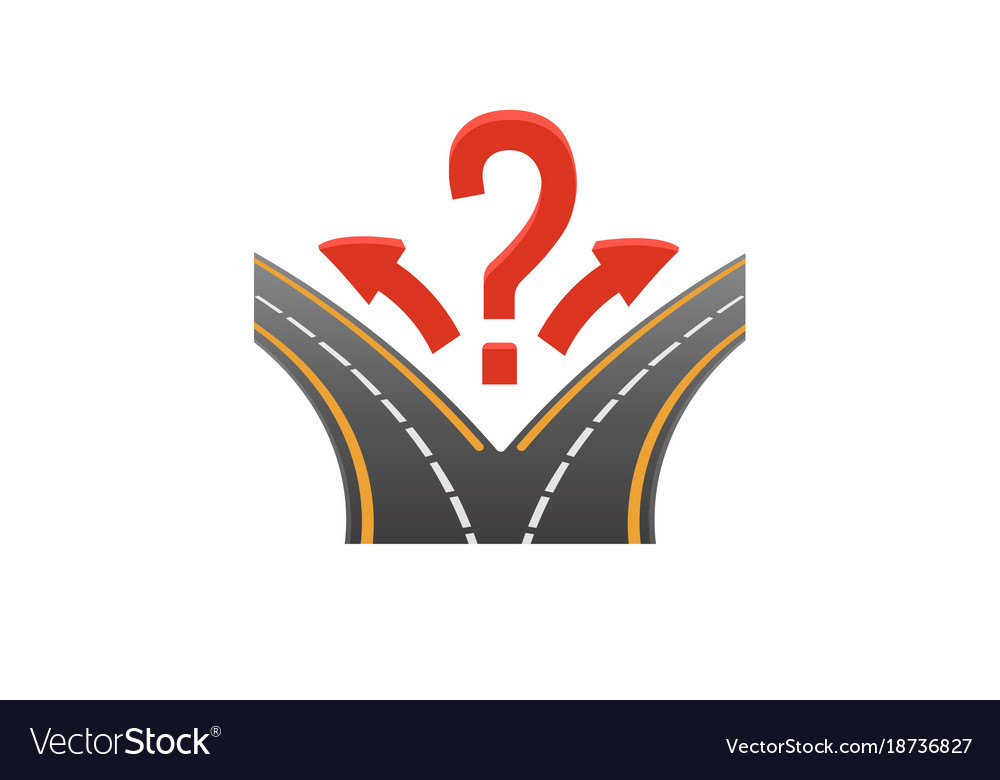 Decision making image of two roads on Royalty Free Vector