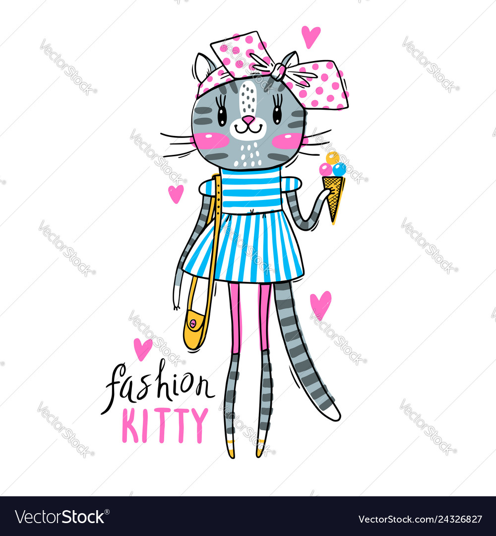 Mode kawaii kitty von einer Katze vector image Mode kawaii kitty von einer Katze