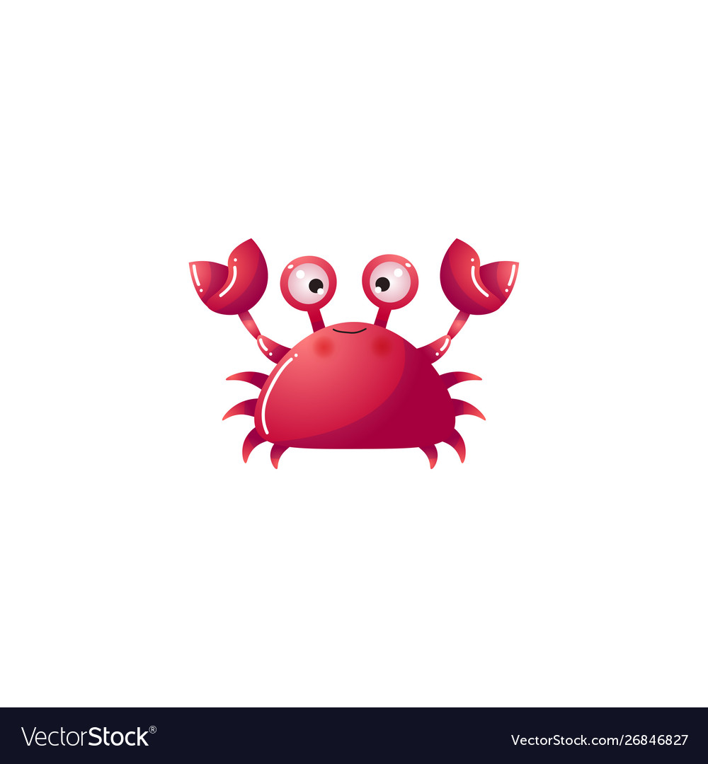 Funny red crab underwater creature raster