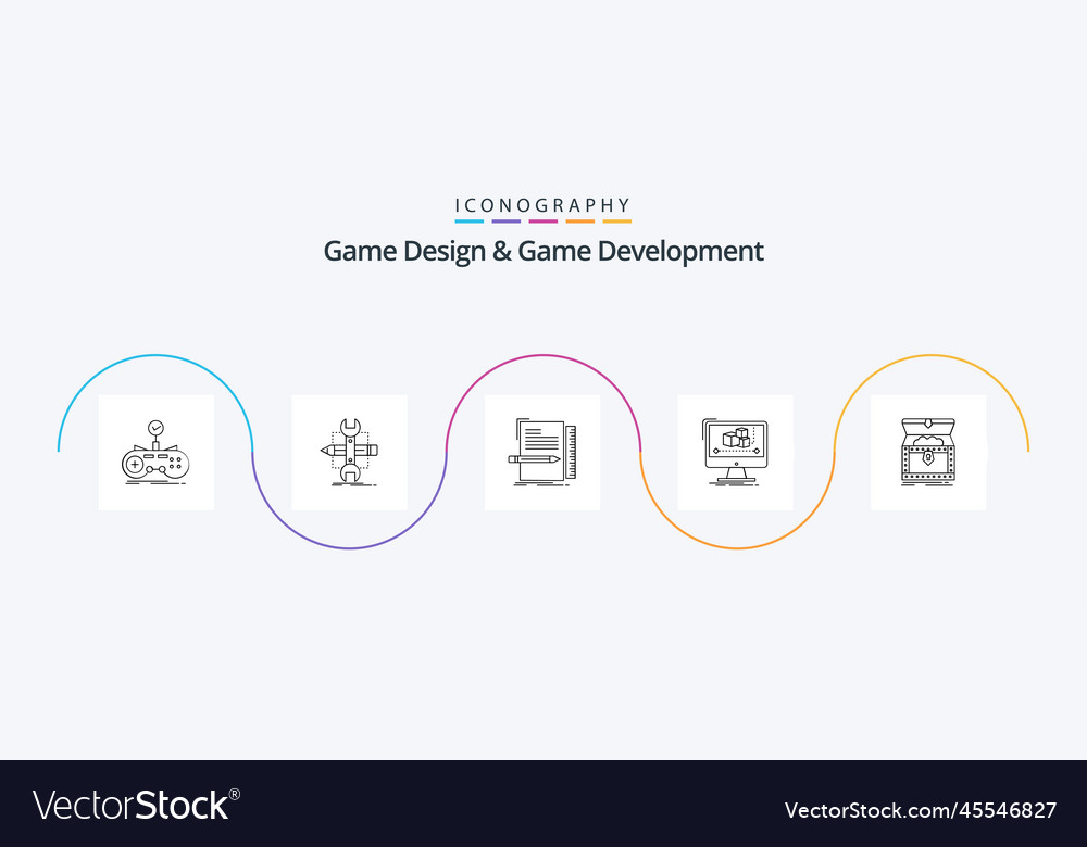 Game design and development line 5 icon pack