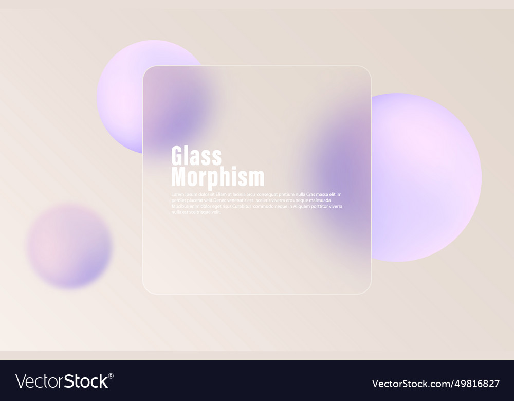 Glass morphism concept square banner with colorful